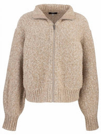 KUT FROM THE KLOTH Coryn Zip Front Sweater in stone - women's sweater - view 4