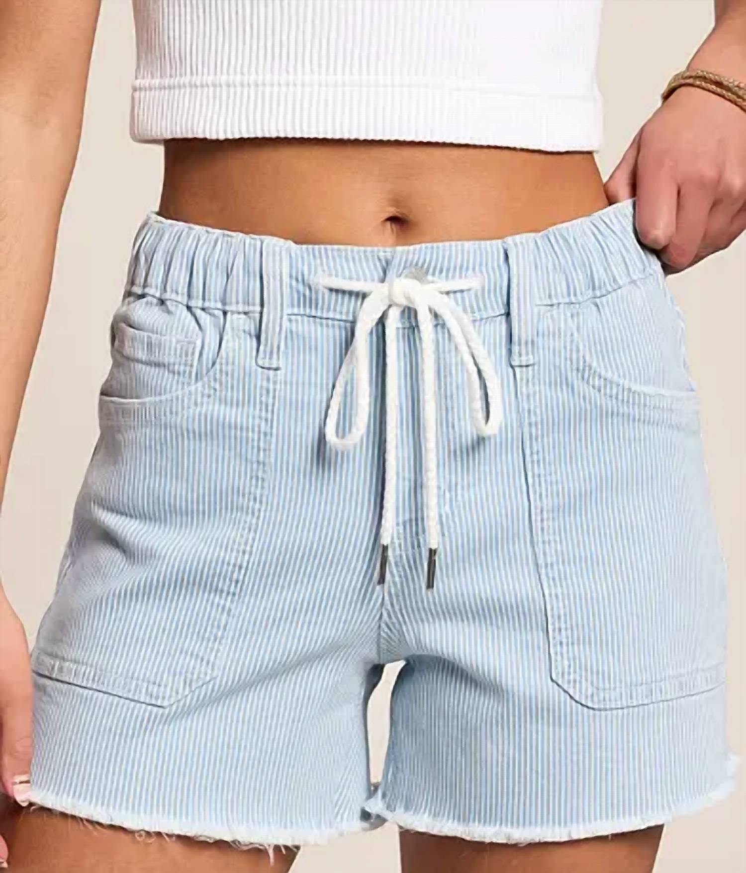 Vervet By Flying Monkey - Striped High Rise Stretch Short