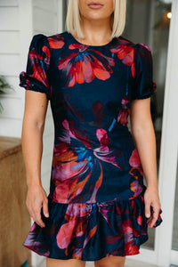 hutch Rayan Dress in navy multi paper mache floral - women's dress - alternate view