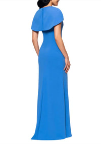 Betsy & Adam - Women's Shanice Cape Floor Length Dress