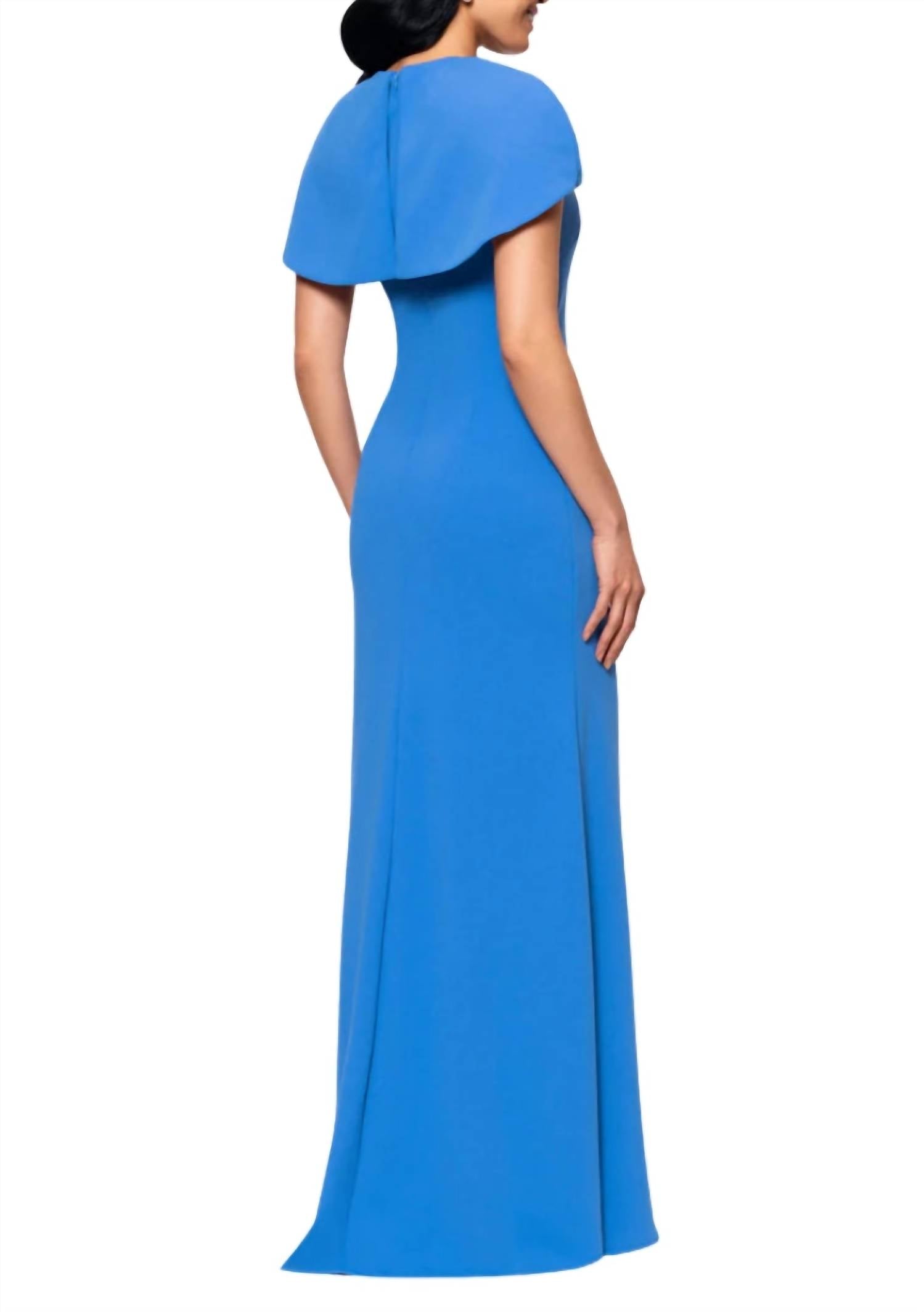 Betsy & Adam - Women's Shanice Cape Floor Length Dress