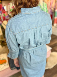 Boho Chic - Tie-waist Denim Dress