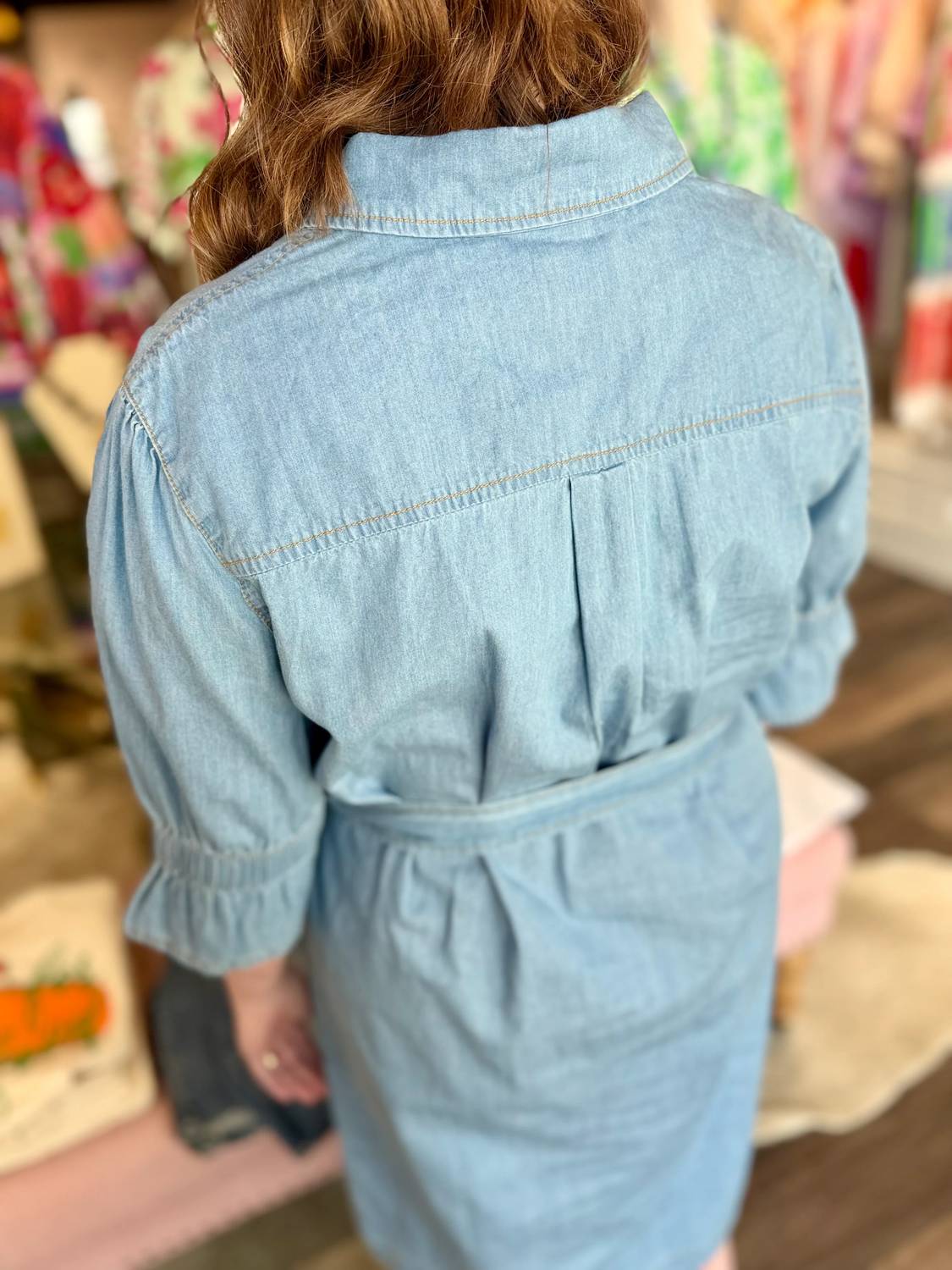 Boho Chic - Tie-waist Denim Dress