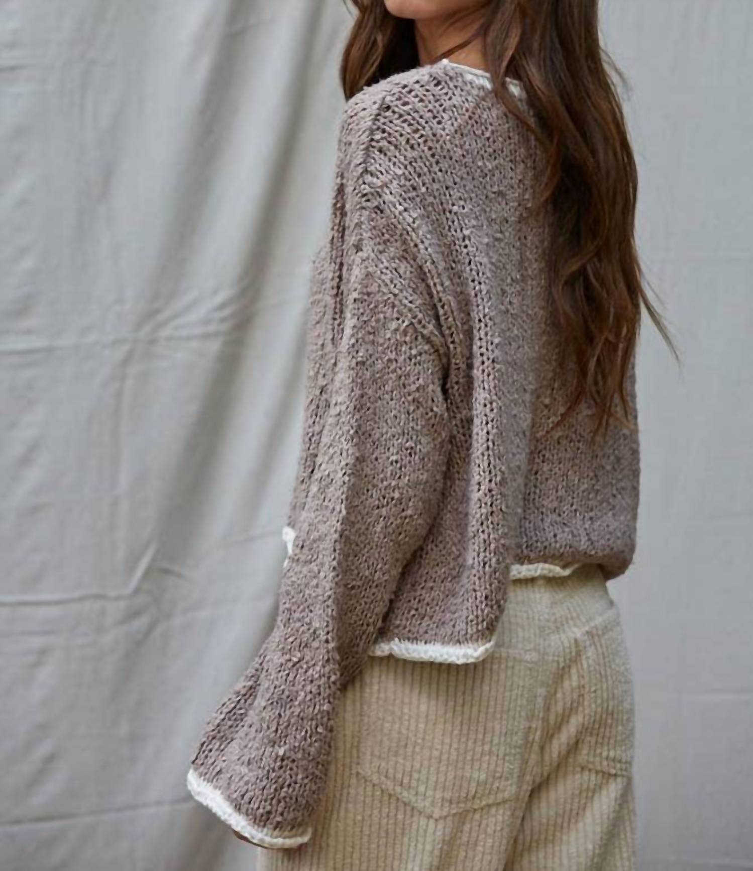 By Together - Contrast Hems Knit Pullover Sweater Top