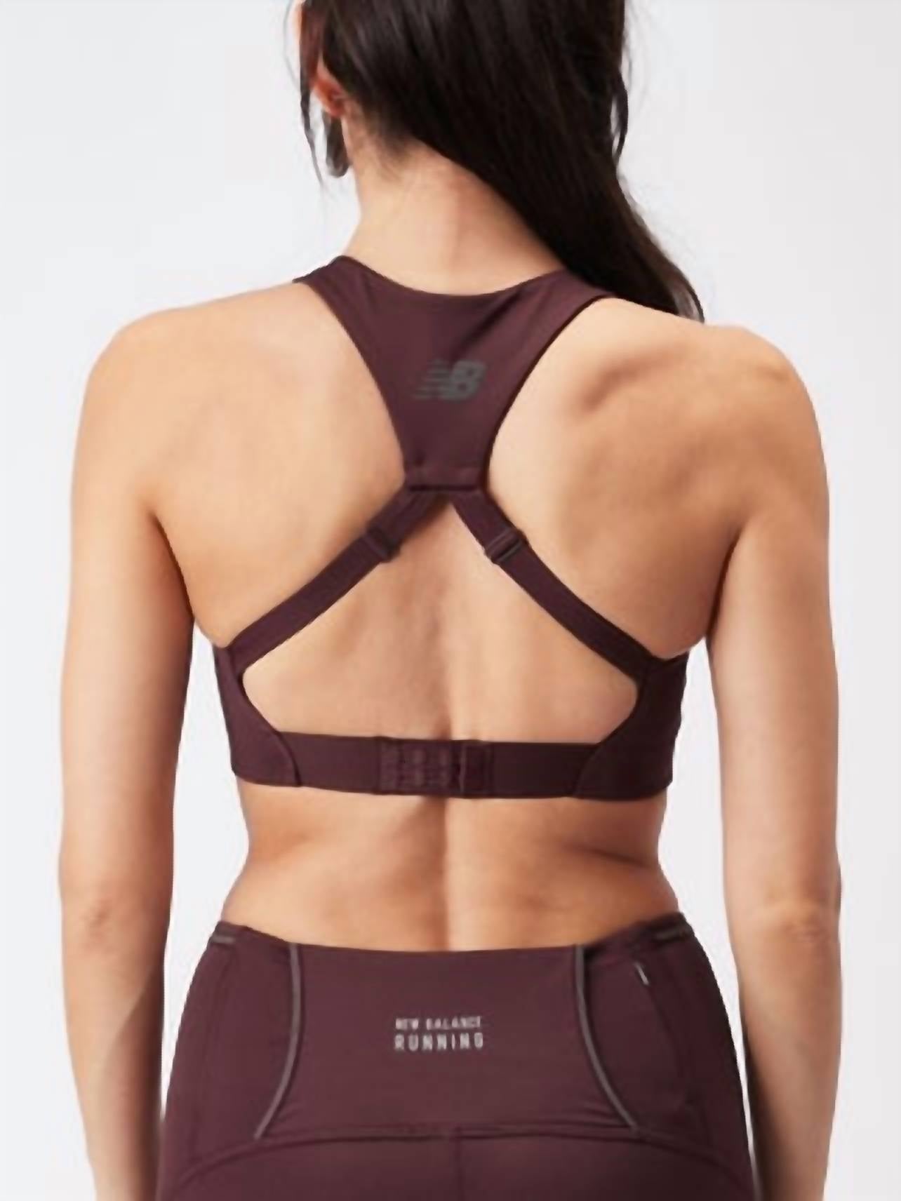 New Balance Women's Power X Sports Bra in burgandy - women's intimate - detail view