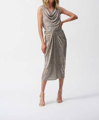 Joseph Ribkoff - Foiled Knit Draped Pencil Skirt