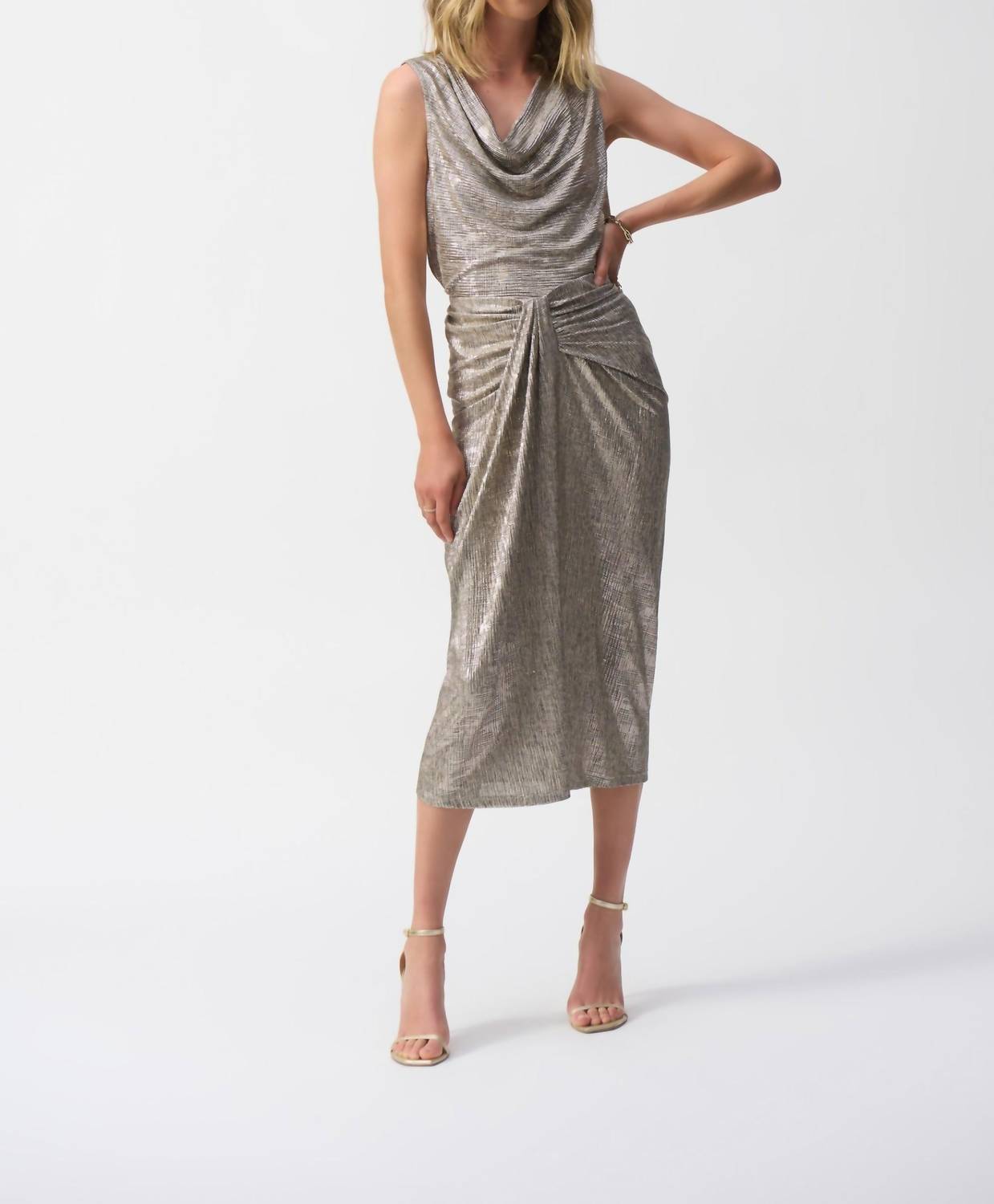 Joseph Ribkoff - Foiled Knit Draped Pencil Skirt