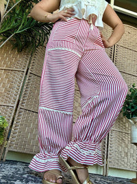 Mello - Stripe Frilly Jogger Pants