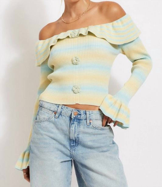 Illa Illa - Blue Mojito Off The Shoulder Sweater
