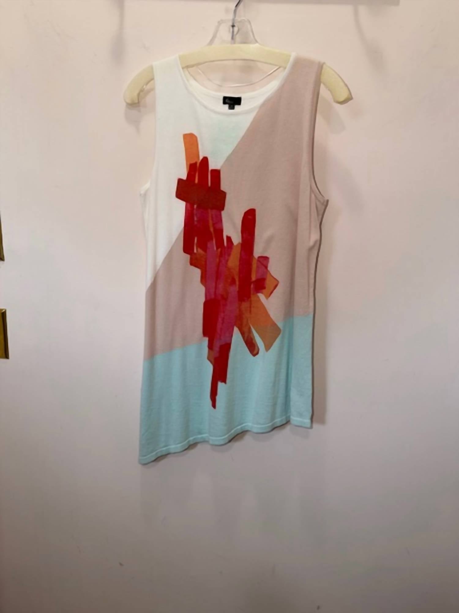 6 by Six Women's Assymetrical Sleeveless Sweater in natural aqua orange - women's sweater