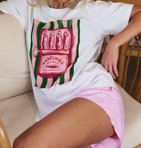 Urban Daizy Sardine Graphic Tee in white - women's t-shirt - detail view