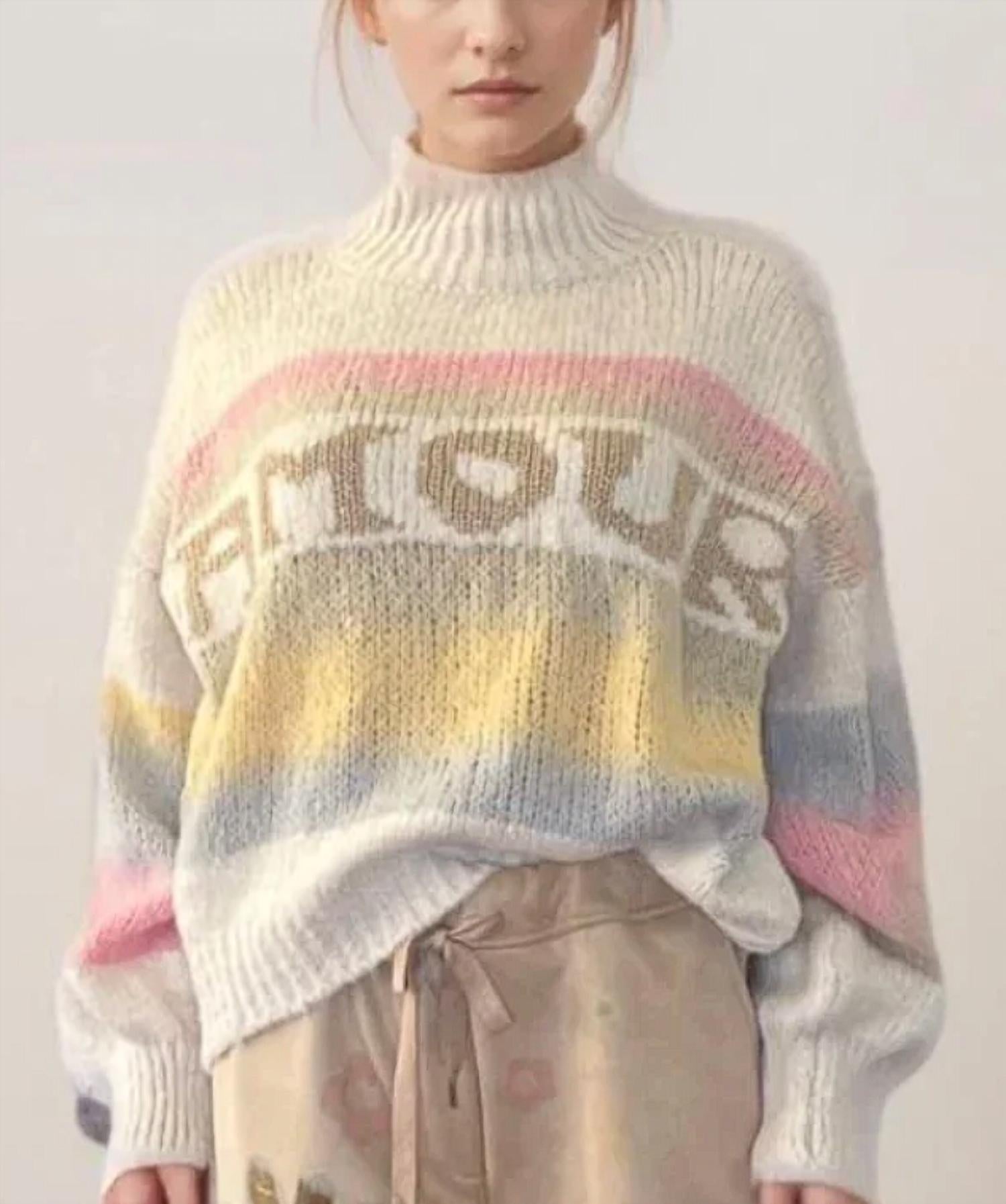 Scandal Italy Amaranth Sweater Top in ivory - women's sweater - detail view