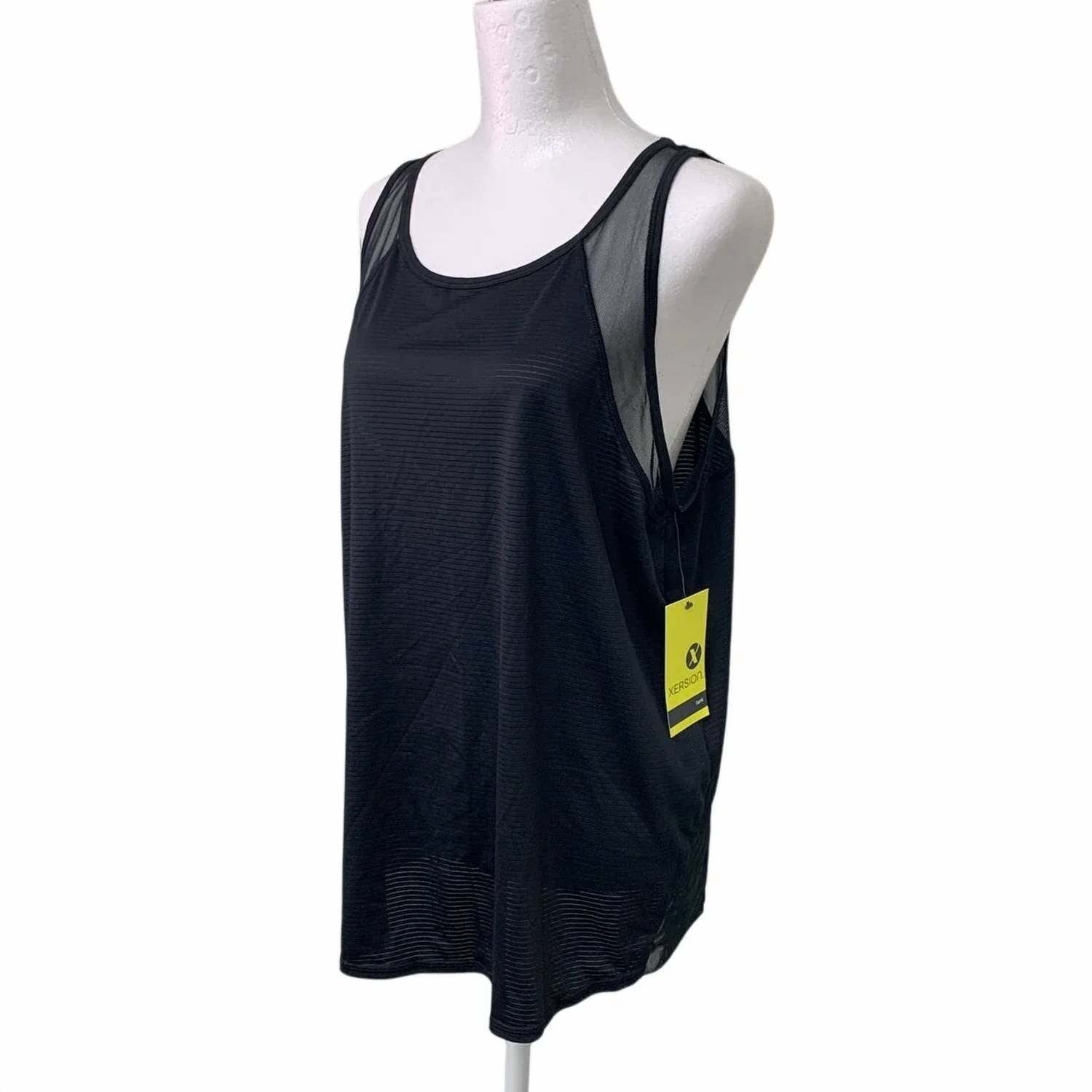 Xersion - Women's Loose Fit Sheer Athletic Textured Stripe Tank Top