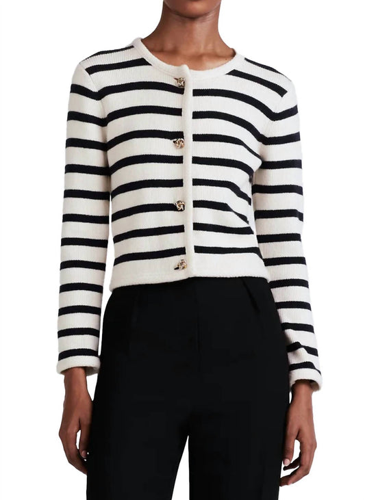 Derek Lam 10 Crosby - Keene Stripe Crewneck Cardigan