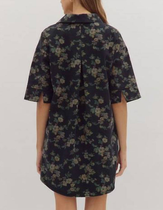 Entro - Floral Print Half Sleeve Mini Dress