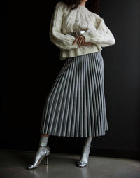 SSKEIN Adeline Midi Skirt in grey ivory - women's skirt - view 5