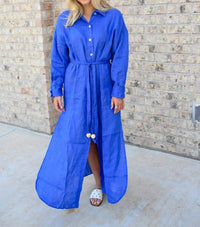 Elan - Solid Maxi Shirt Dress