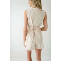 Karlie Neutral Eyelet Button Shorts in beige - women's shorts - alternate view