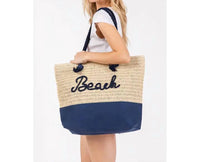 3Am By H&D Accessories - Women's Crochet & Color-sewn Rope Beach Tote Bag