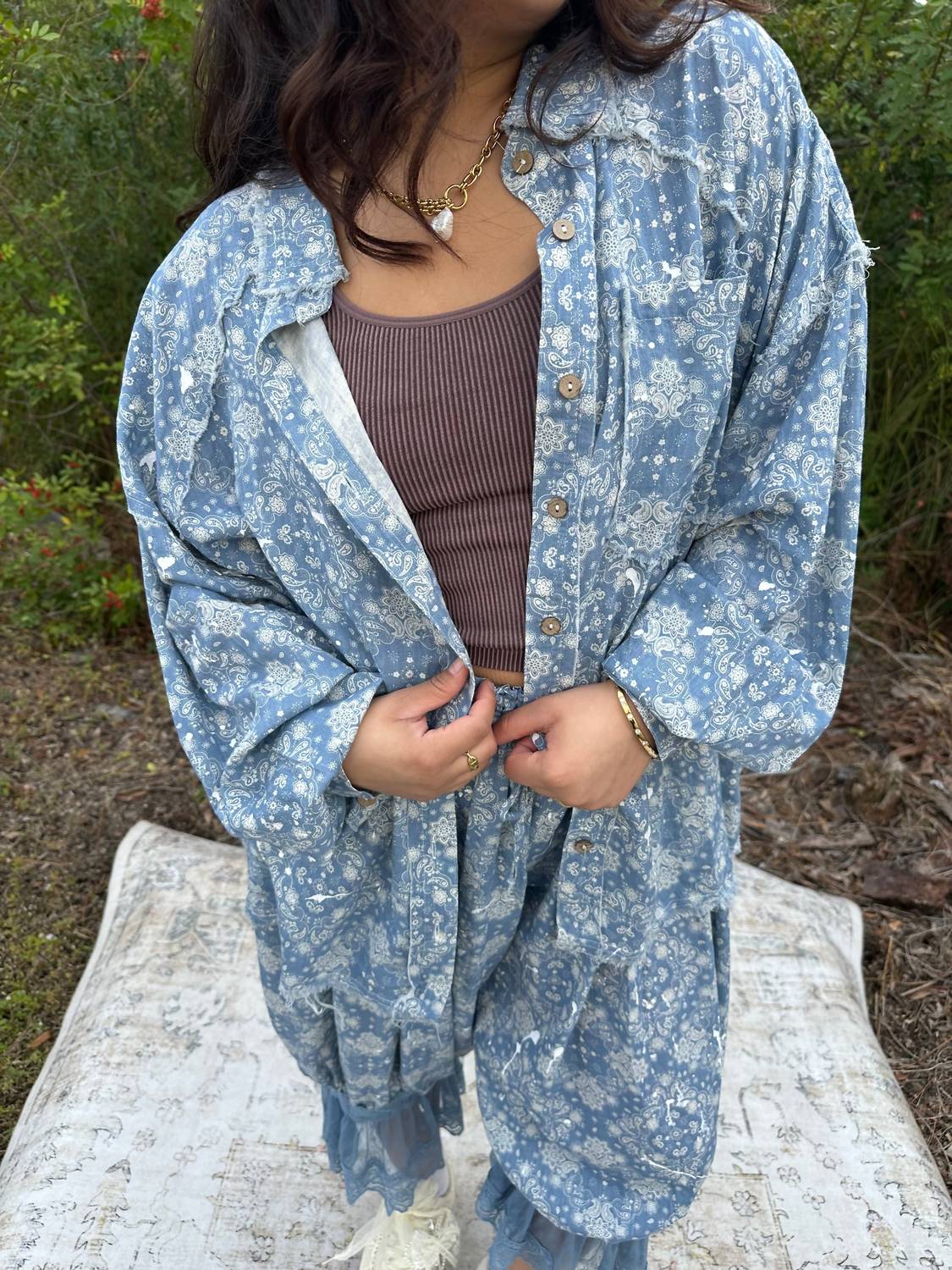 Oli & Hali - Paisley Splatter Long Sleeve Top