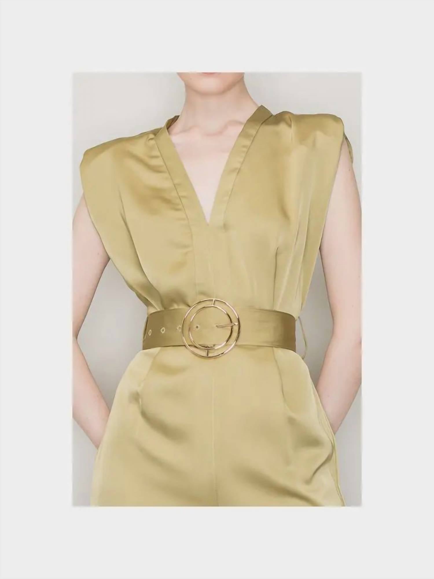 Ina Fashion - Satin Sleeveless V-Neck Jumpsuit