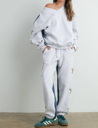 Buttermelon - Color Block Sweatpants With Star Detail