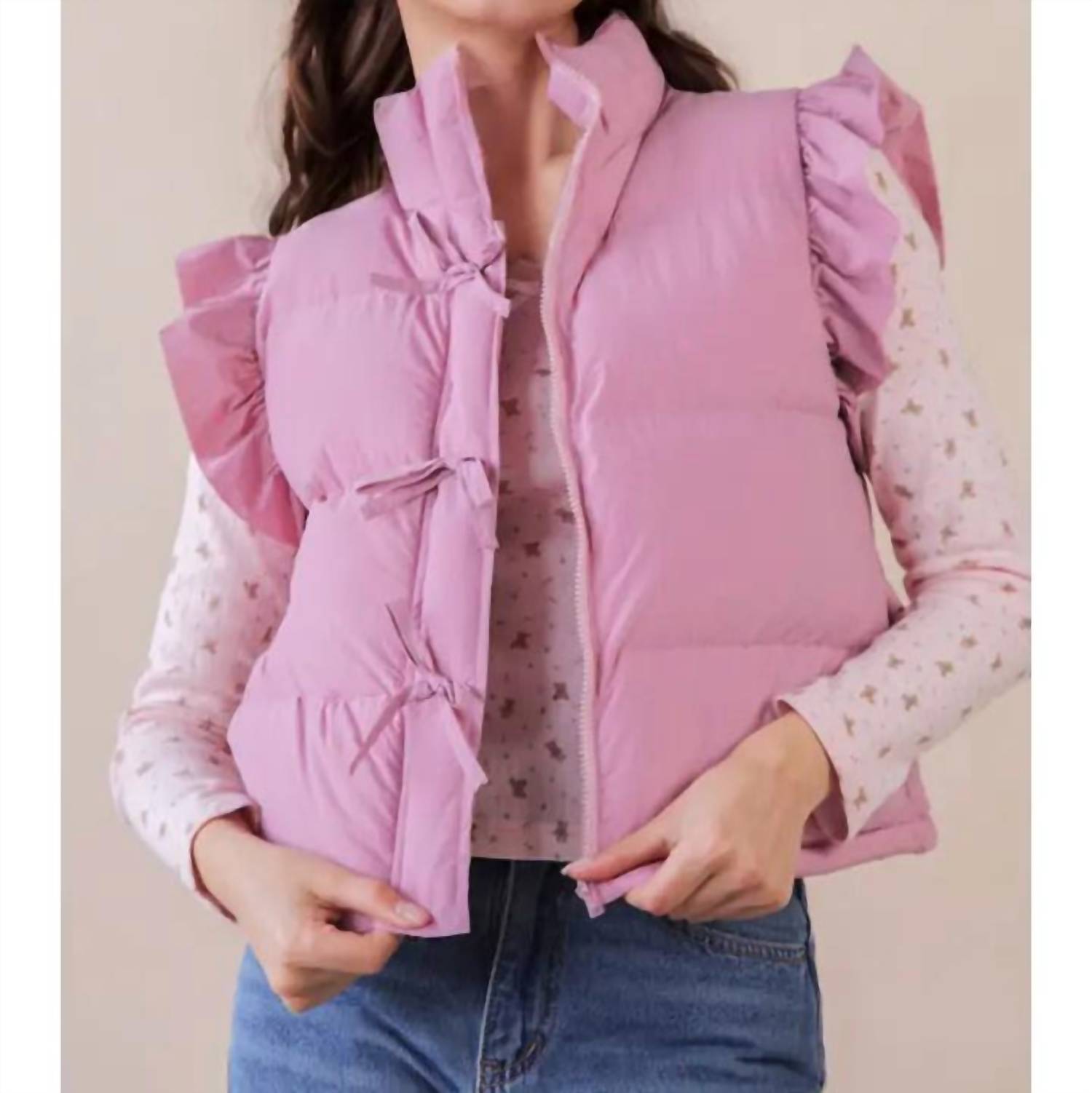 Very J - Pastel Bloom Puffer Vest