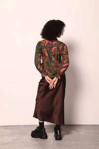 maude vivante Ashley Long Sleeve Top in olive trails - women's long sleeve top - view 4
