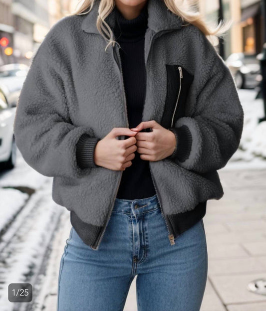 Heimish Usa - Long Sleeve Collar Sherpa Jacket