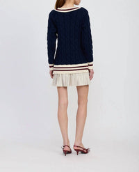 En Saison Knox Media Mini Dress in navy - women's dress - detail view