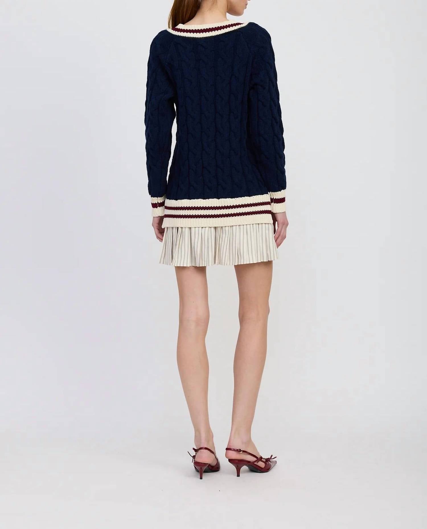 En Saison Knox Media Mini Dress in navy - women's dress - detail view