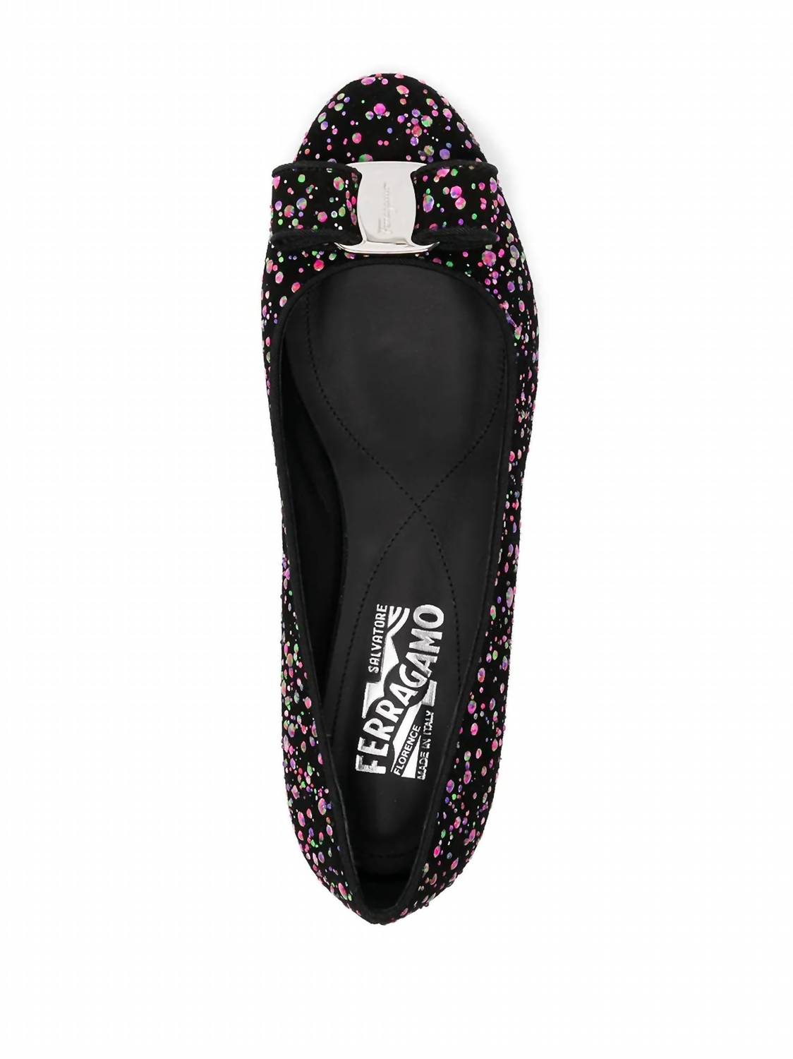 Salvatore Ferragamo Women's Varina Leather Ballerina Shoe in black - women's flats - alternate view