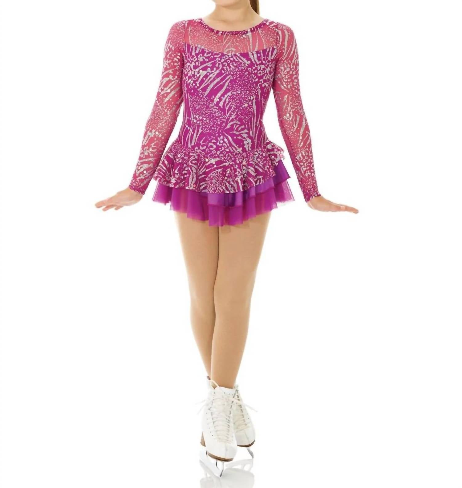 Mondor - Zebra Sequin Mesh Long Sleeve Skate Dress