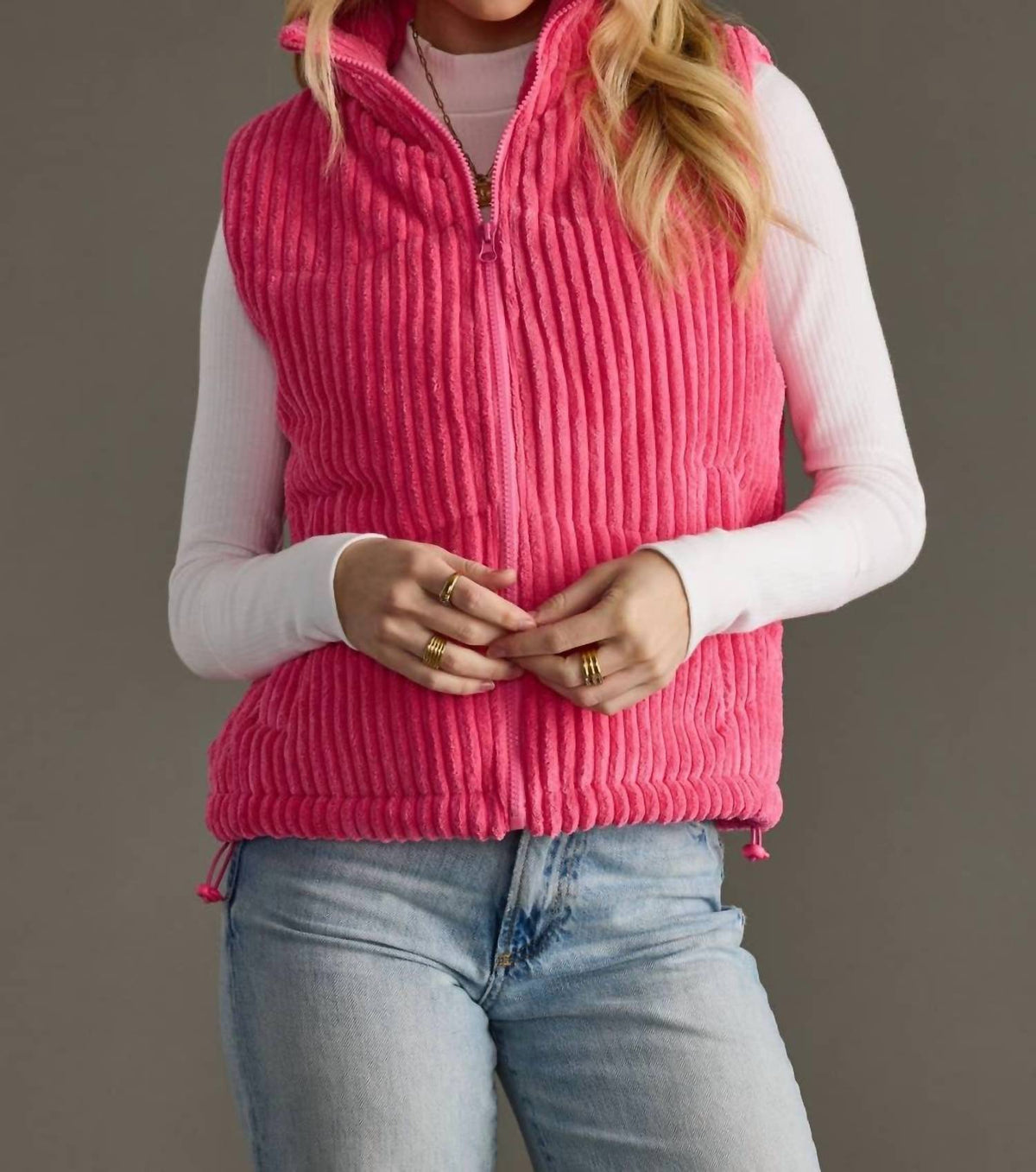 Panache - Corduroy Puffer Vest - Plus