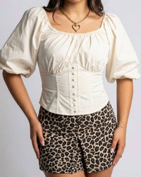 Heyson Jezebel Corset Top in ecru - women's shirt