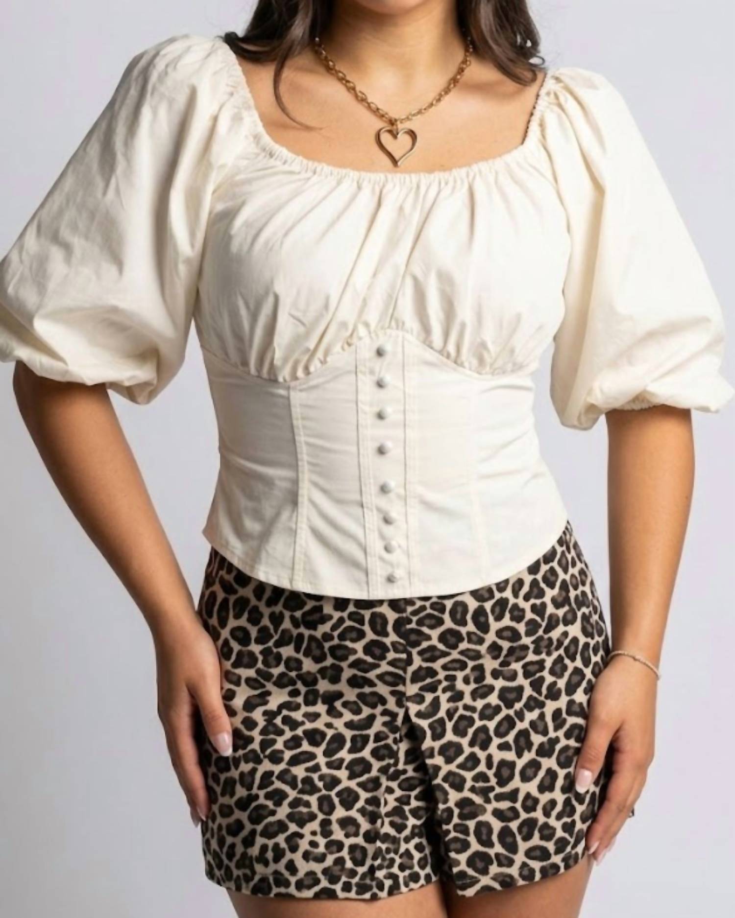 Heyson Jezebel Corset Top in ecru - women's shirt