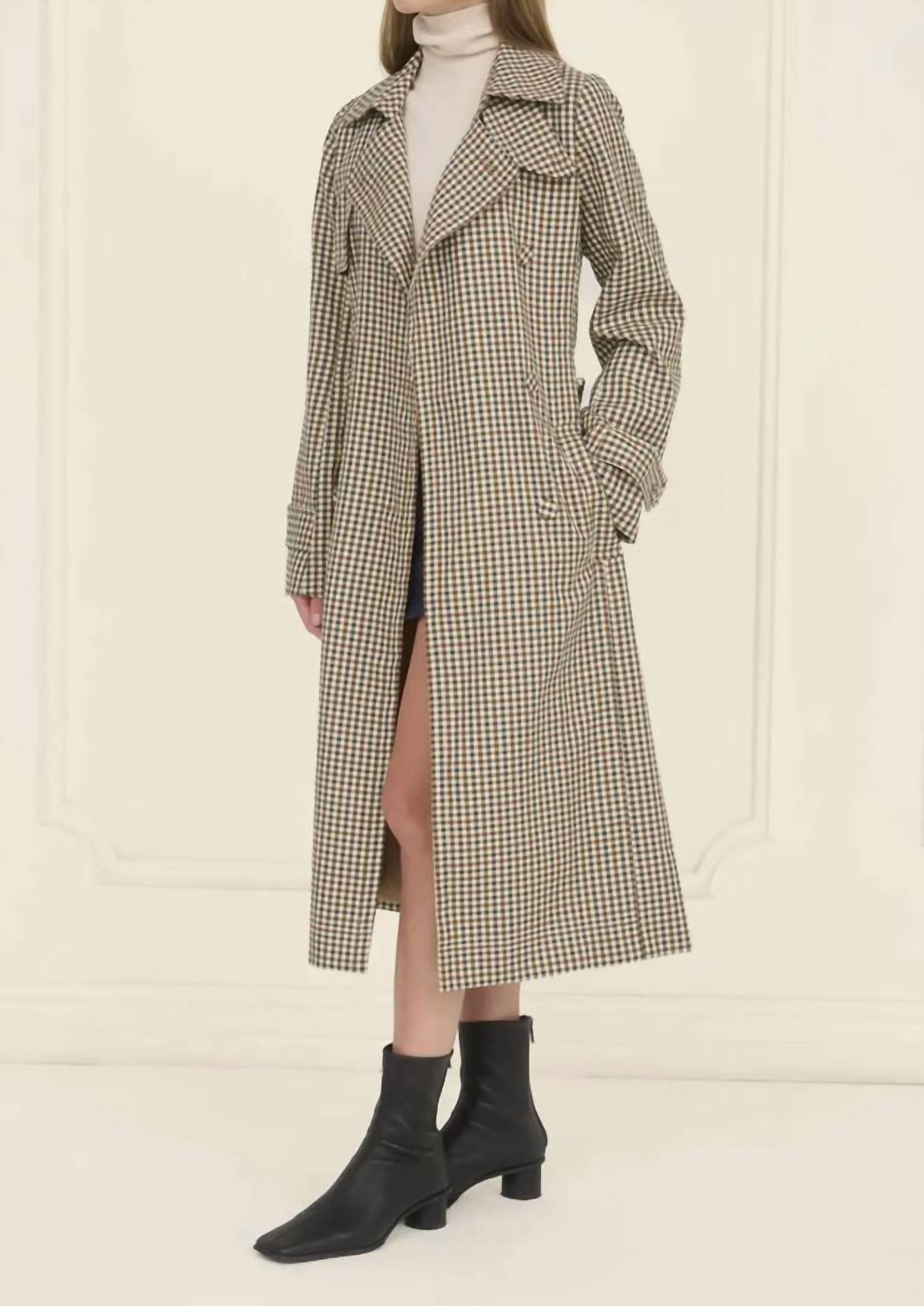 Lola New York - Clyde Plaid Belted Trench Coat