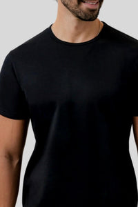 Dezman Crew Neck Split Hem Tee in black - men's long sleeve top - view 4