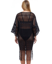 Profile By Gottex - Open Front V-Neck Crochet Dress Cover Up