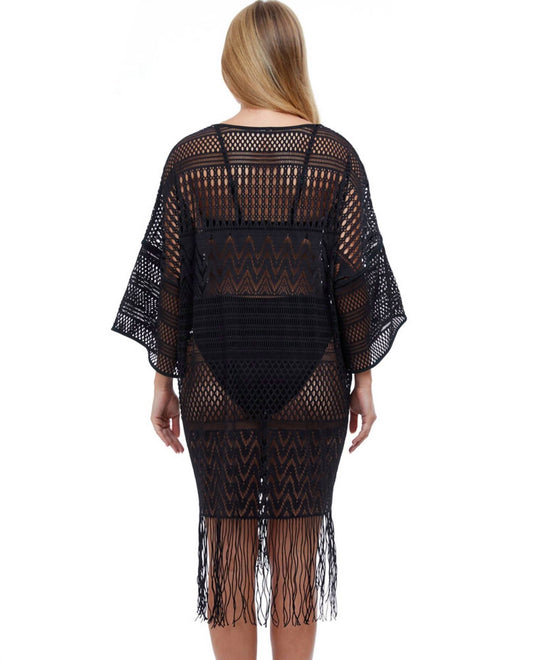 Profile By Gottex - Open Front V-Neck Crochet Dress Cover Up