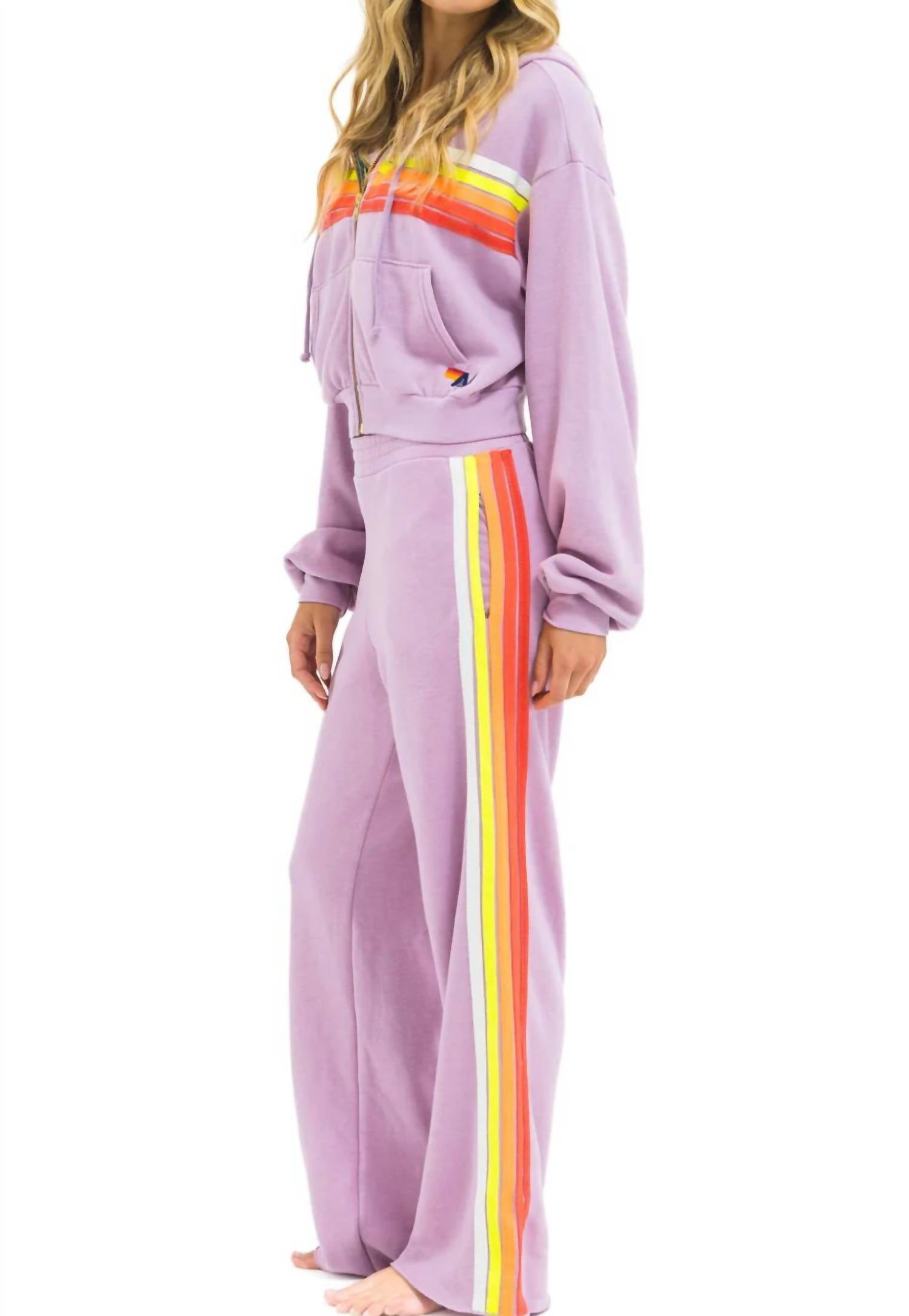 Aviator Nation - Five Stripe Cropped Zip Hoodie