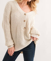 And The Why - Henley Waffle Textured Sweater - Plus