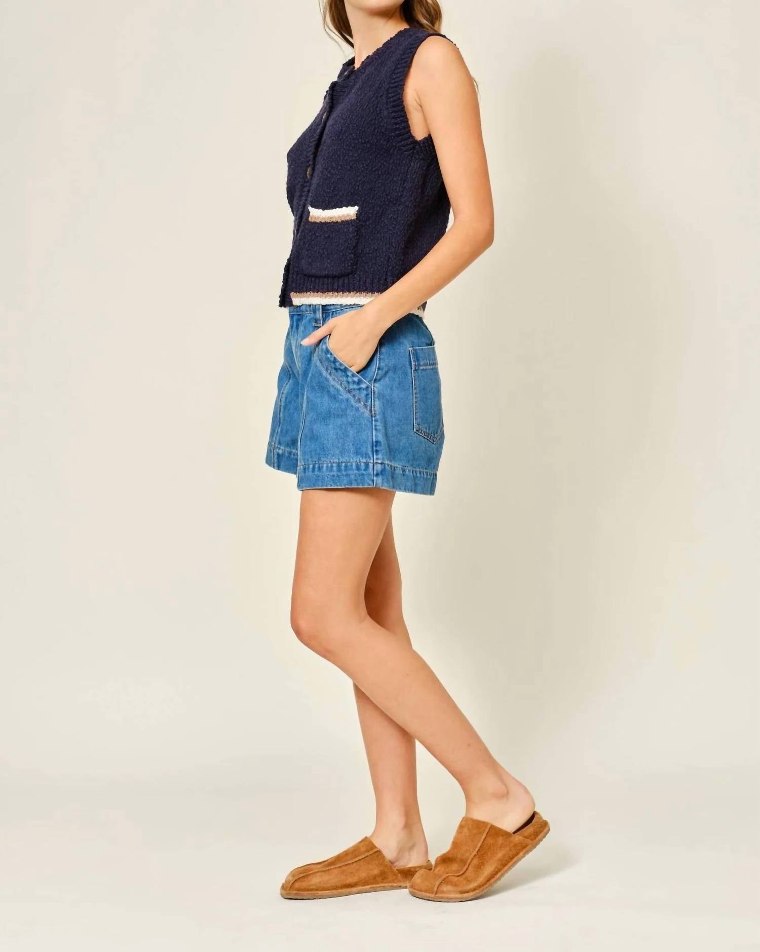 Aaron & Amber - Elliot High Waist Jean Shorts