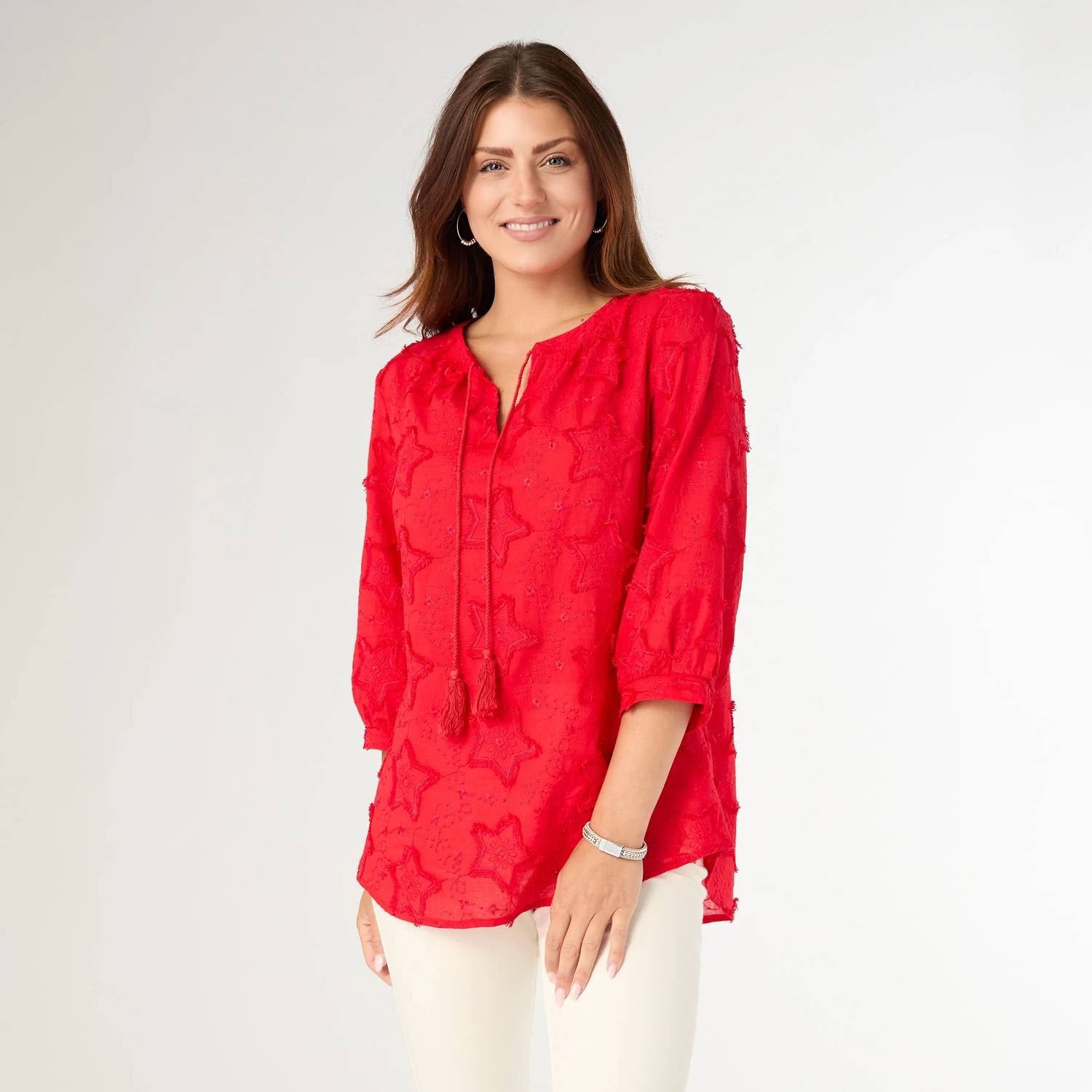 Coco + Carmen - Hattie V Neck Top With Embroidered Star