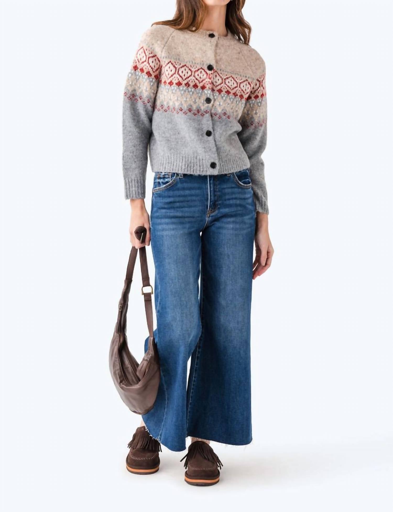 Rd Style - Themis Long Raglan Sleeve Crewneck Cardigan