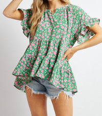Davi & Dani - Printed Smocked Top