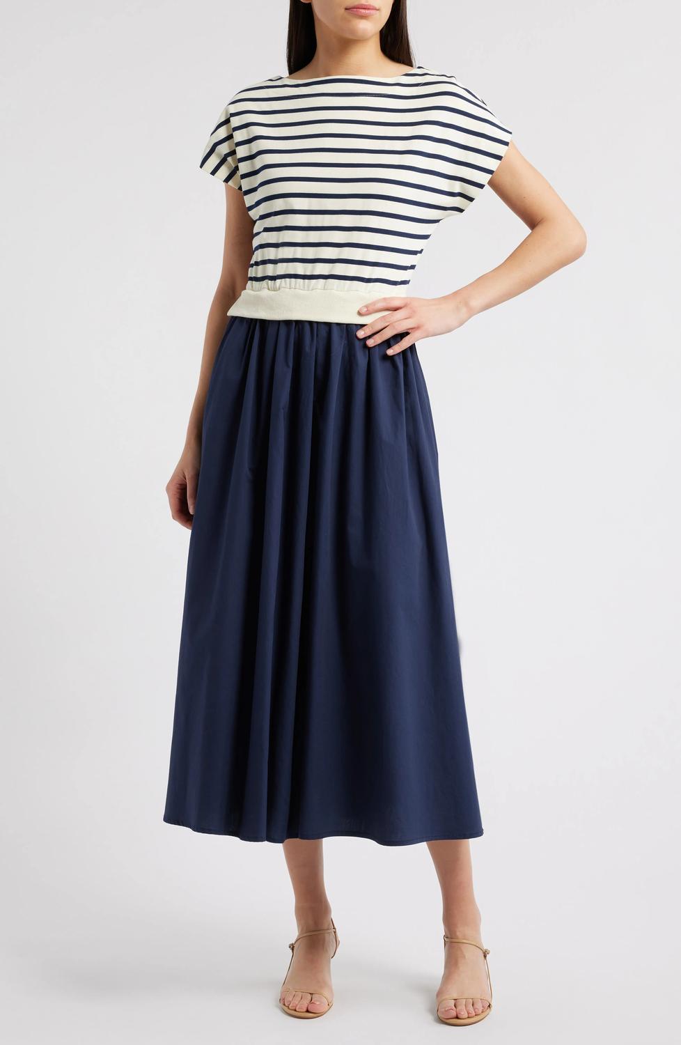 Zoe And Claire - Cotton Striped Midi Dress