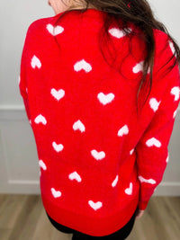 Adora - Spinning Hearts Knit Long Sleeve Sweater Top