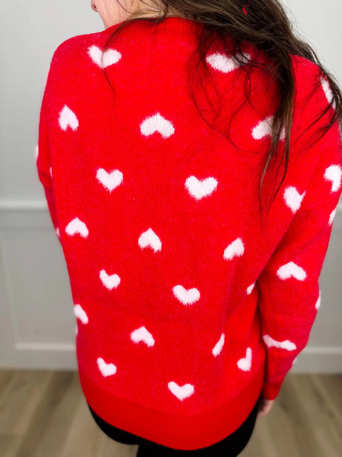 Adora - Spinning Hearts Knit Long Sleeve Sweater Top