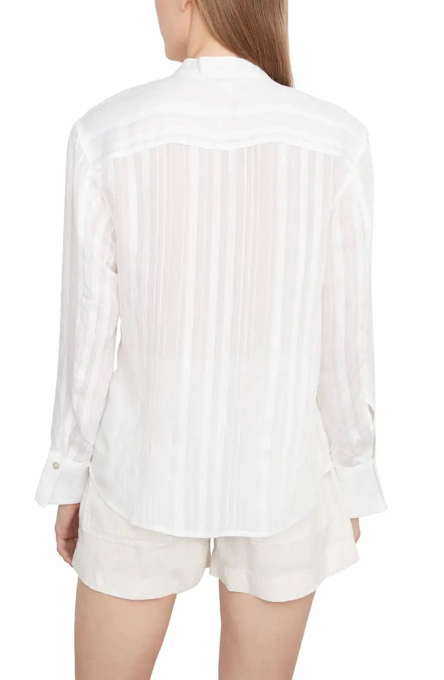 Vince - Drapey Stripe Band Collar Shirt